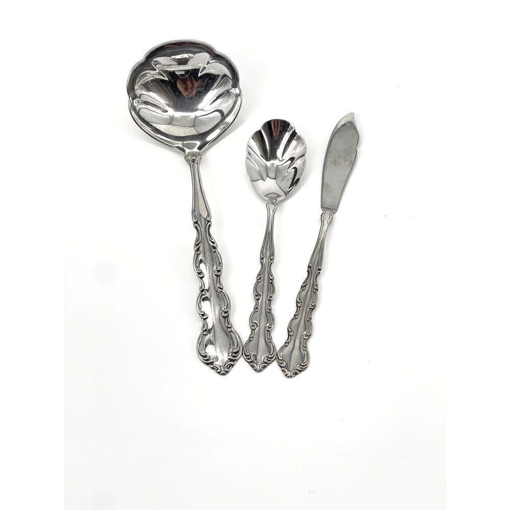 Oneida Deluxe MOZART Serving Set Of 3 Sugar Spoon Ladle Master Butter Knife